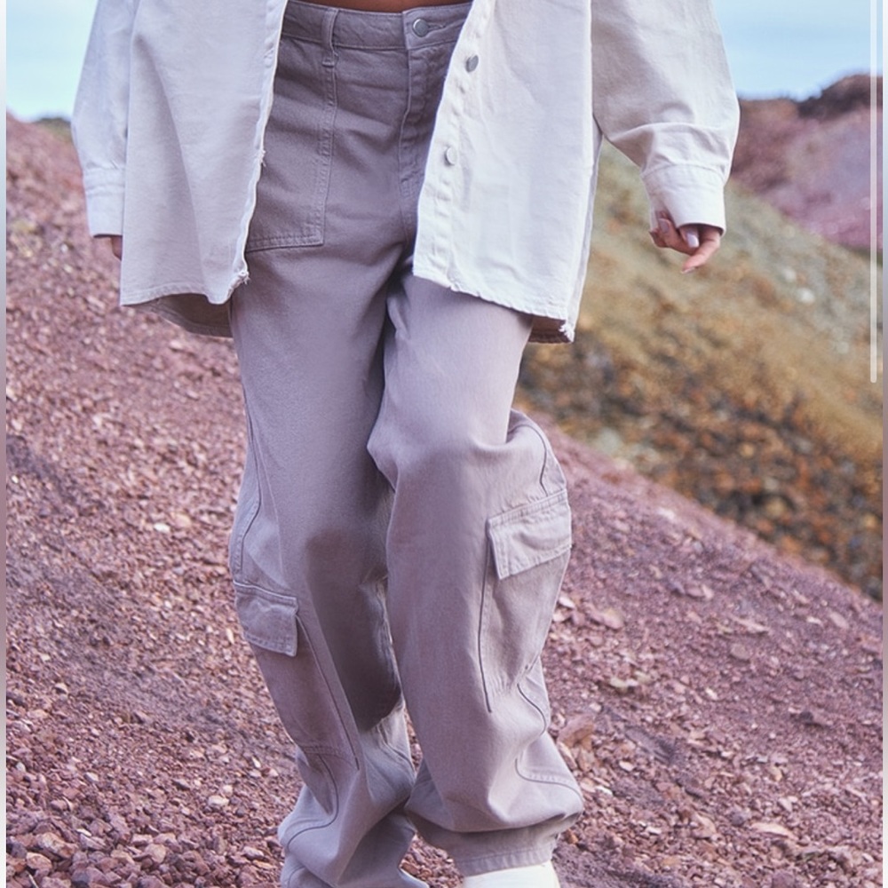 PLT grey cargo pocket pants